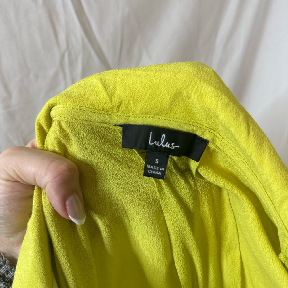 Lulu's Chartreuse Button-Down Tie-Front Shirt - image 4